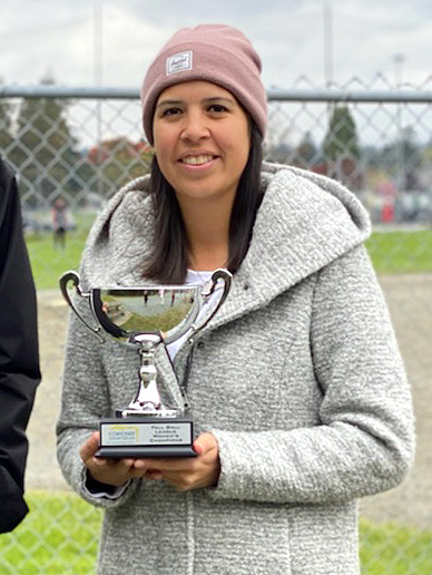 woman with trophy